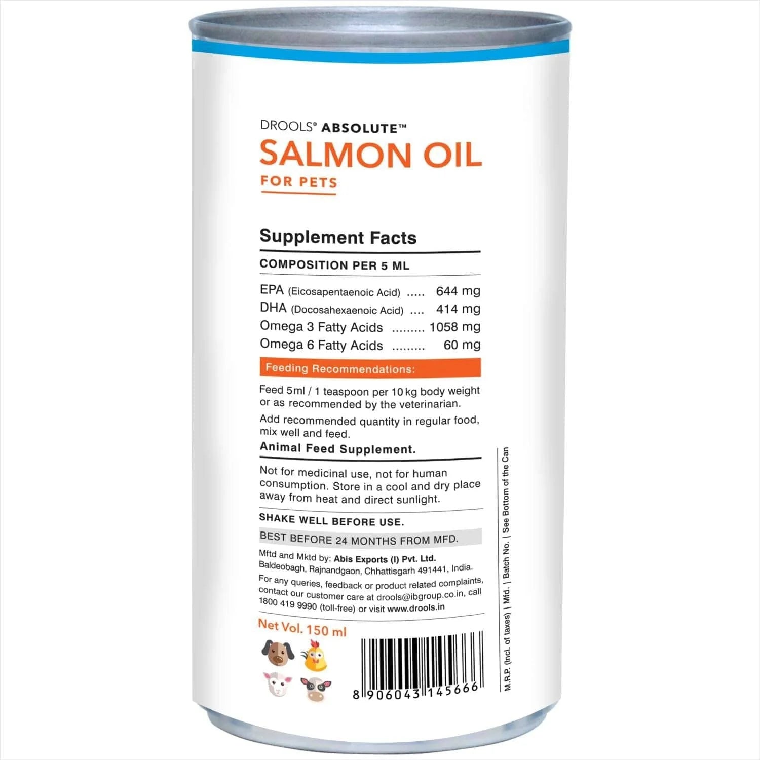 Drools Absolute Salmon Oil Syrup Supplement for Dogs