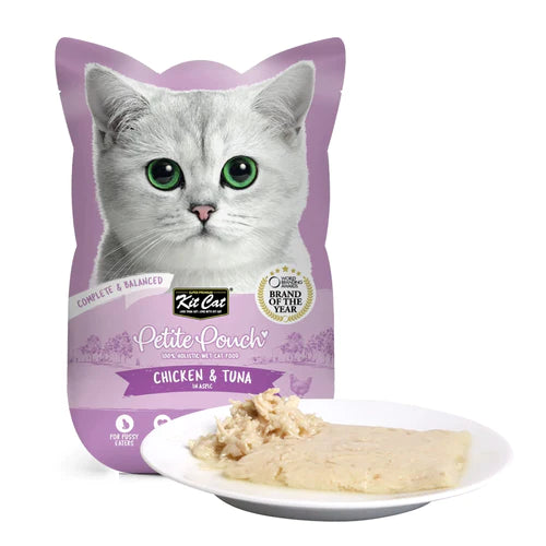 Kit Cat Petite Pouch Complete & Balanced Wet Cat Food - Chicken & Tuna in Aspic 70g