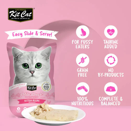 Kit Cat Petite Pouch Complete & Balanced Wet Cat Food - Kitten Chicken in Aspic 70g