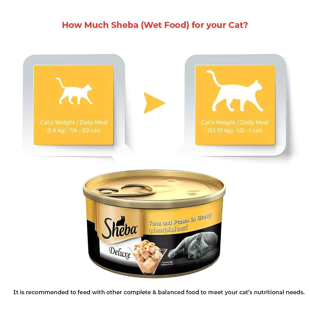 Sheba Wet Cat Food - Tuna & Prawns in Gravy 85 g
