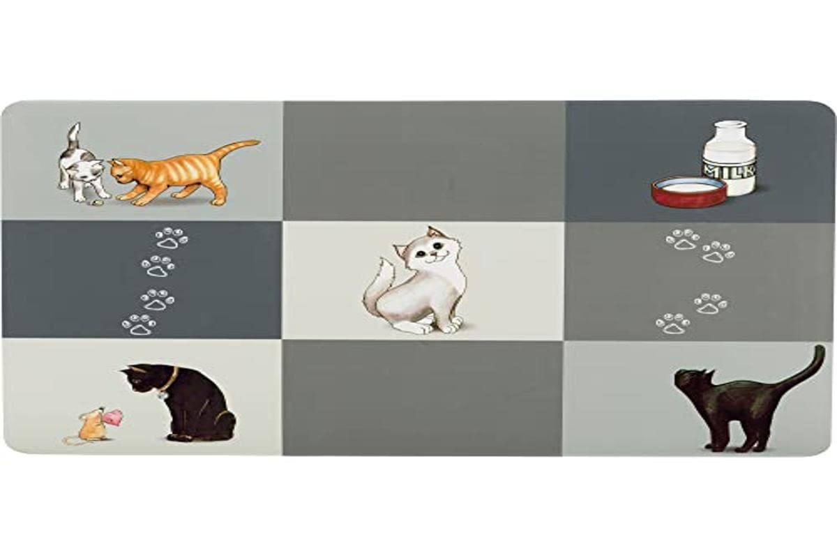 Place Mat with Patchwork Cat Motif, 44 x 28 cm, grey
