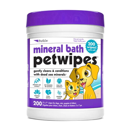 Petkin Mineral Bath Pet Wipes, 200 Wipes