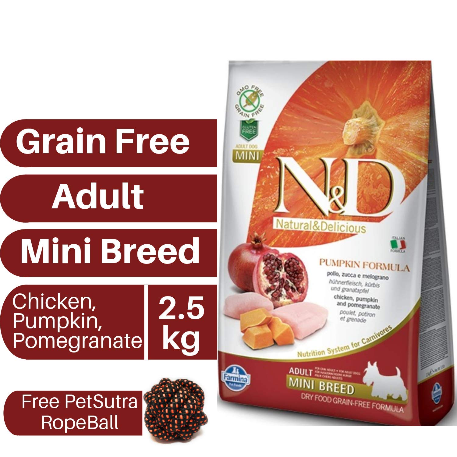 Farmina N& D Pumpkin Dry Dog Food Adult Mini Breed, Chicken