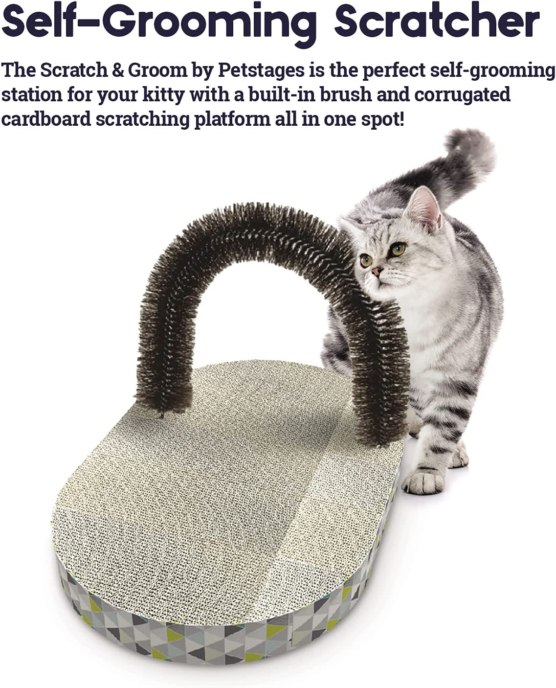 Petstages Scratch & Groom Corrugated Cat Scratch Pad with Catnip
