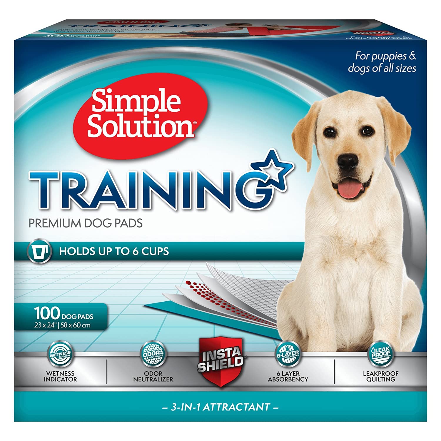 Simple Solution Puppy Training Pads, Pack of 100 Pads, 55 x 56 cm