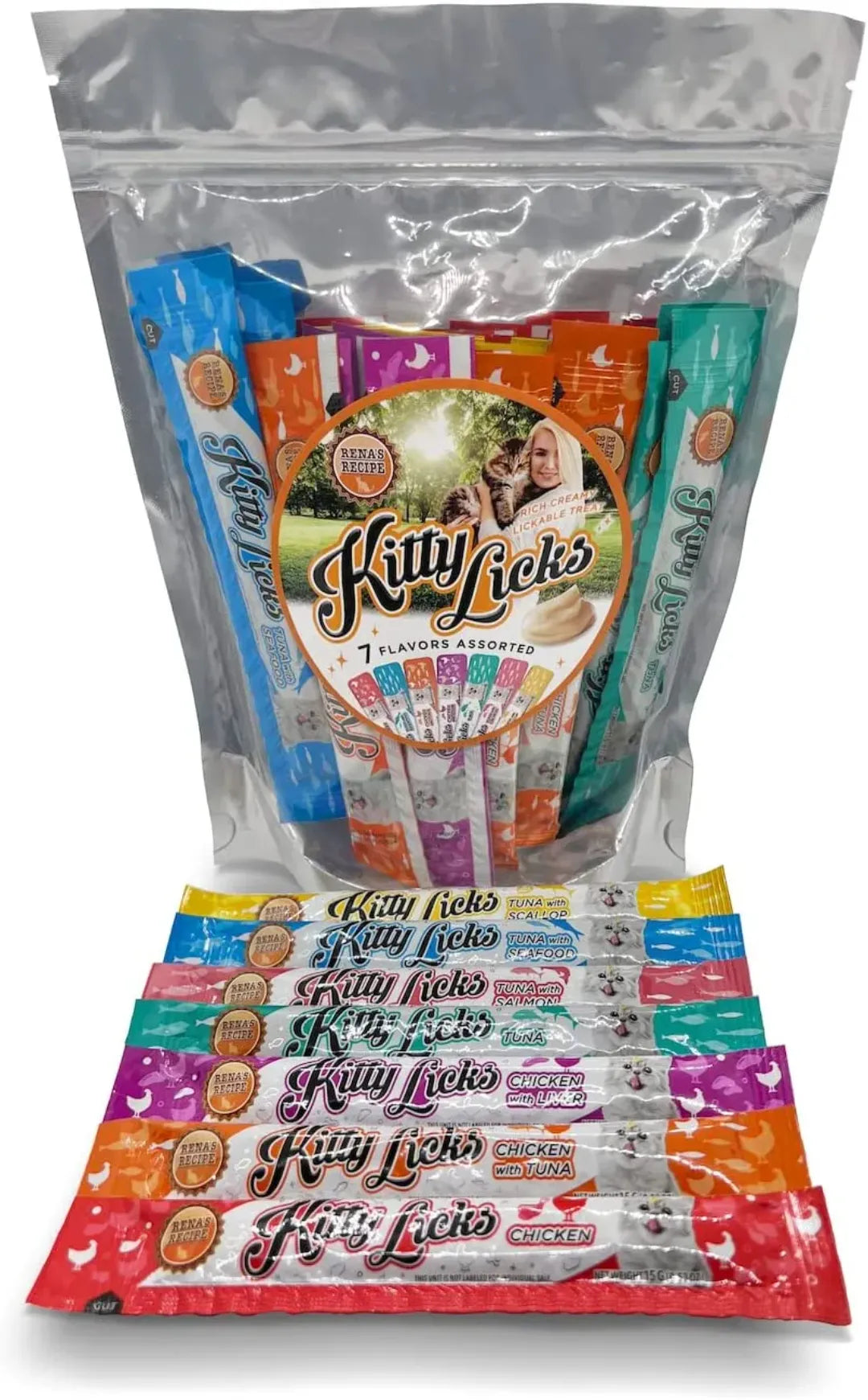 Rena Kitty Licks 7 in 1 Assorted Flavors Cat Treats (15g x 35 Tubes)