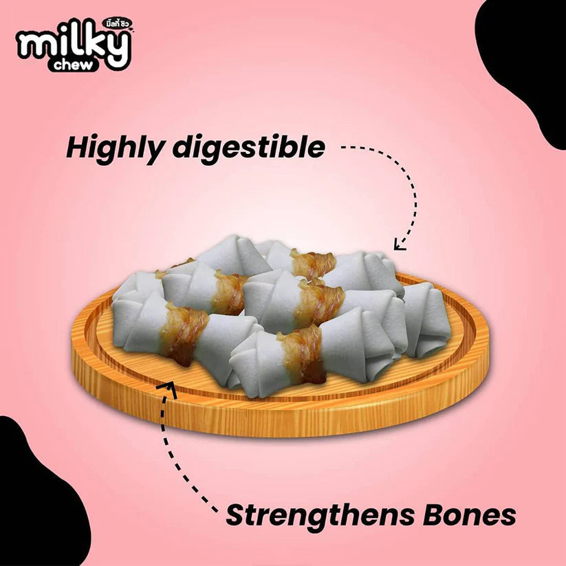 Dogaholic Milky Chew Chicken Bone Style, 10 pieces