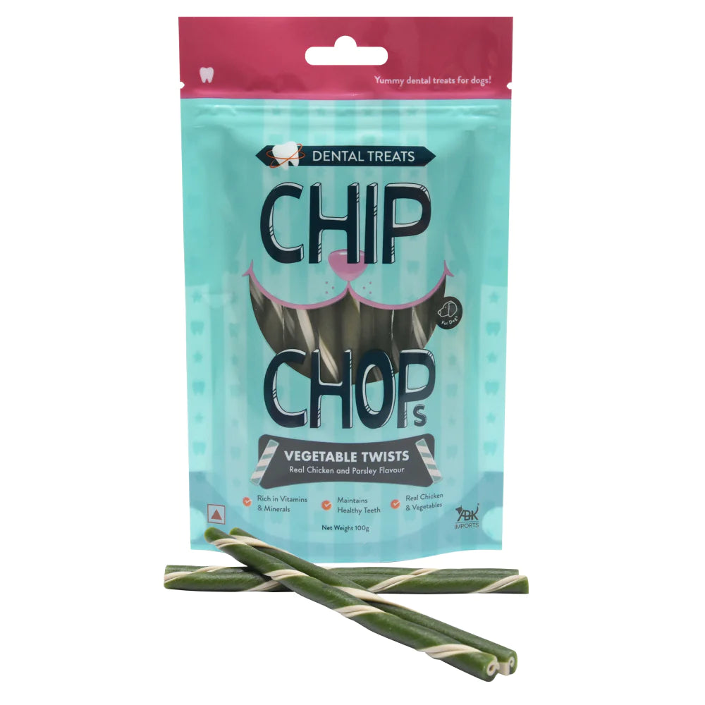 Chip Chops Vegetable Twists Real Chicken and Parsley Flavour, 100g  NEW