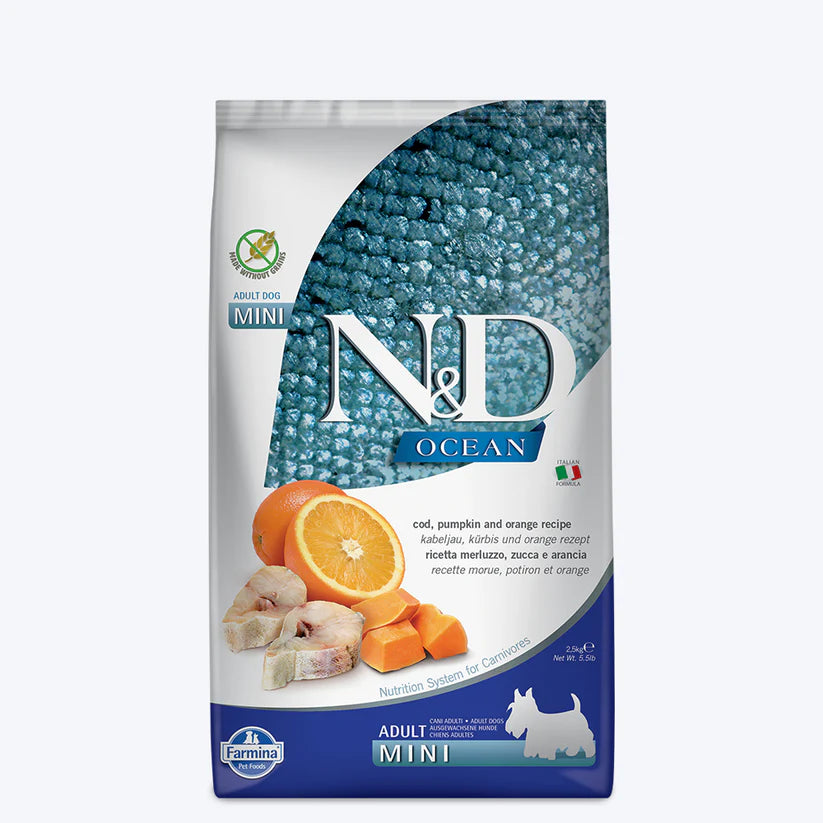 Farmina N&D Pumpkin Codfish & Orange Grain Free Adult Mini Breed Dry Dog Food