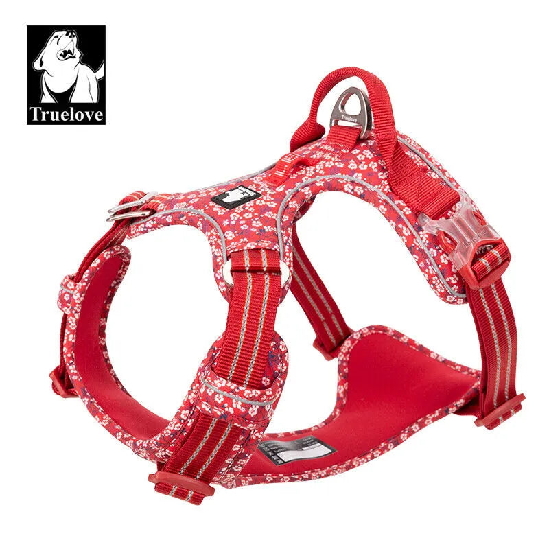 No-Pull Floral Harness for Dogs (Poppy Red)- Truelove