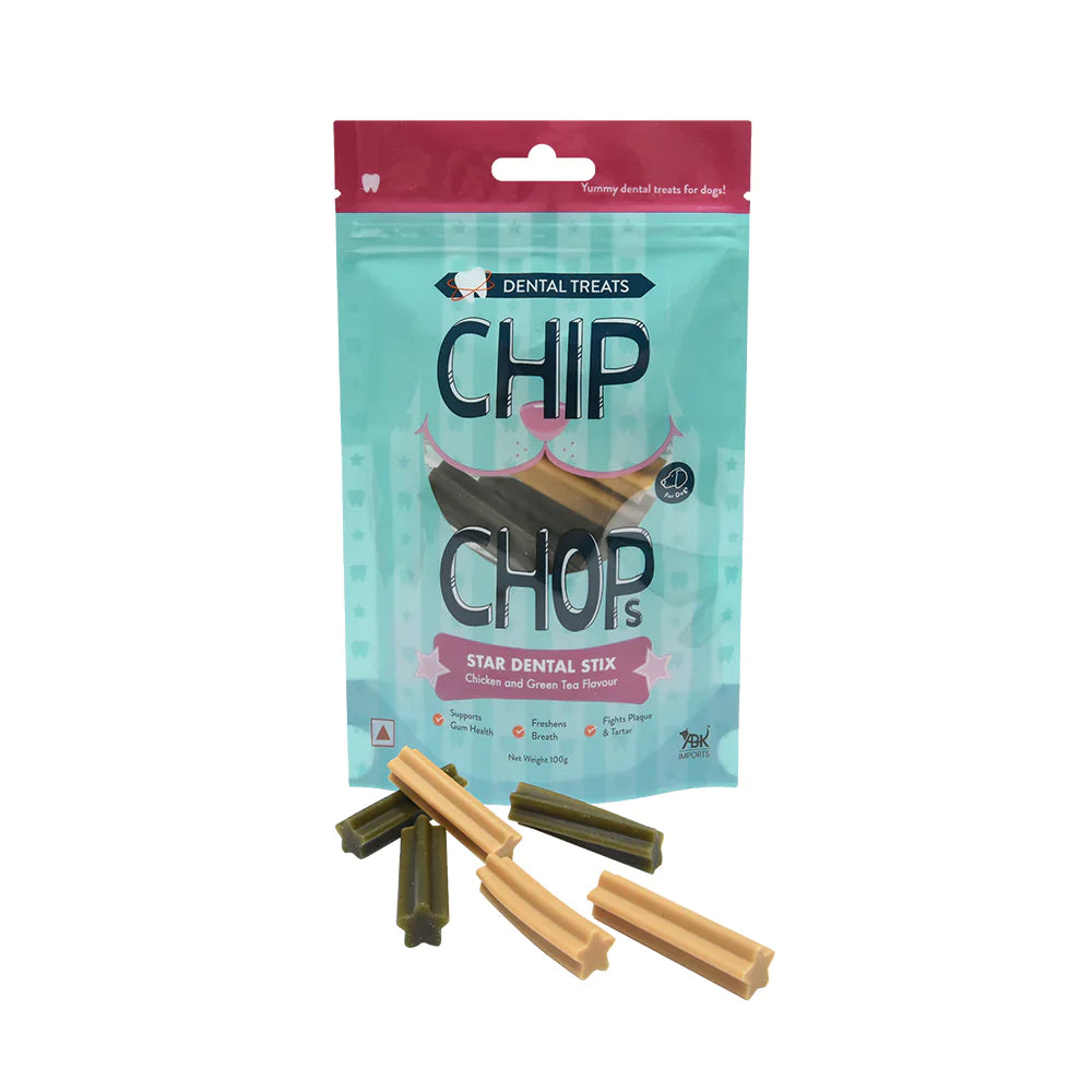 Chip Chops Star Dental Stix Chicken and Green Tea Flavor, 100g NEW