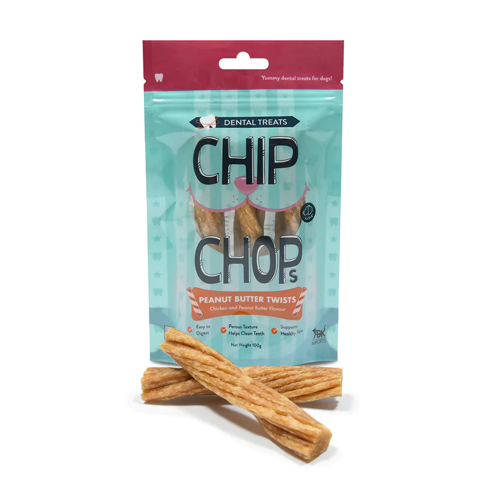 Chip Chops Peanut Butter Twists Chicken and Peanut Butter Flavor, 100g NEW