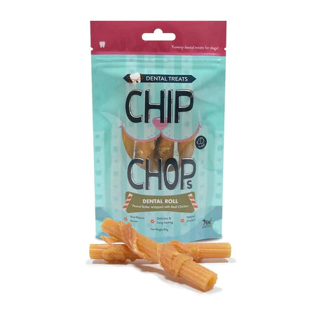 Chip Chops Dental Roll Peanut Butter Wrapped with Real Chicken, 80g  NEW