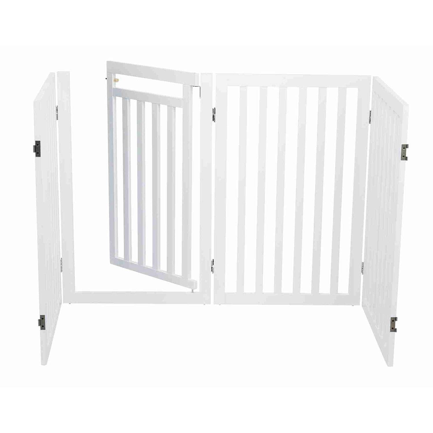Trixie-Barrier with Door 4-Parts 60–160 × 81 cm (White) - White - DogzKart World