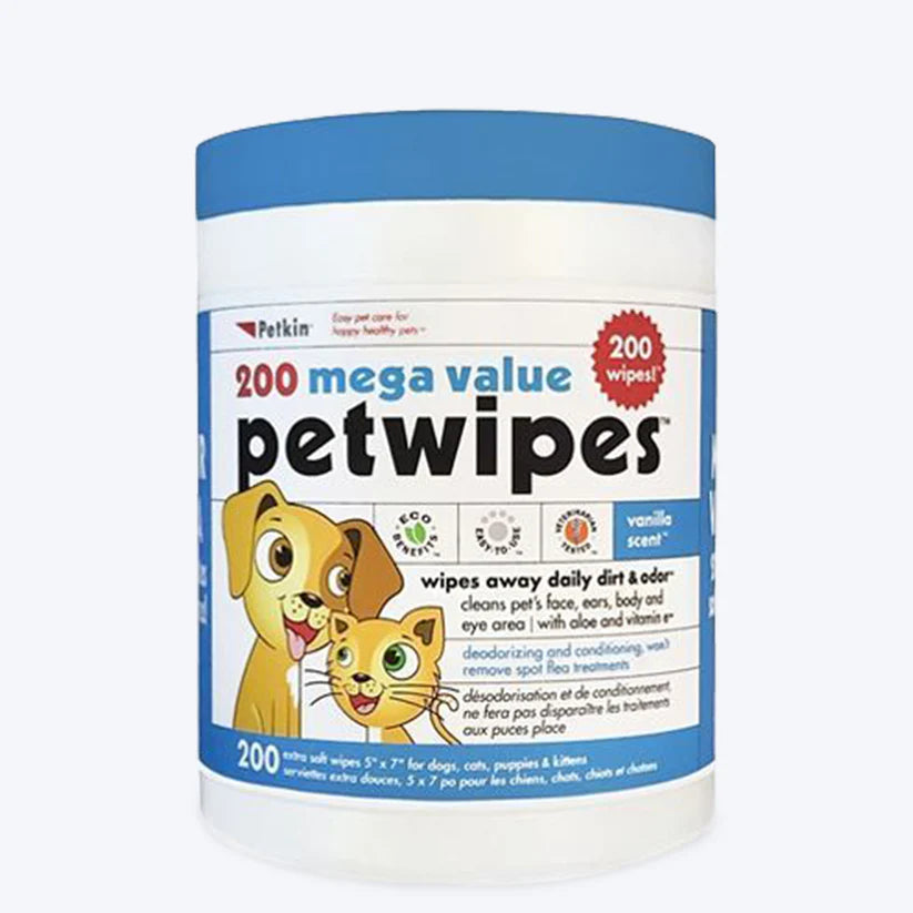 Petkin Mega Value Pet Wipes – (200 Wipes)
